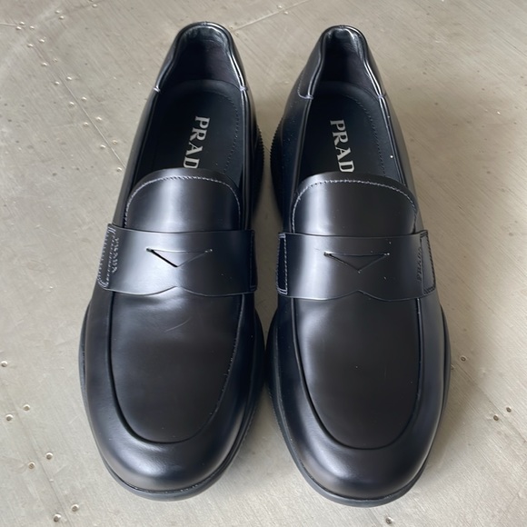 Store display Prada lug sole penny loafers black Oxford flats sz UK 8/US 9 - Picture 4 of 11